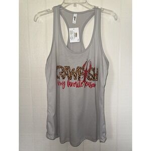 Next Level Ideal T Womens XL Gray Crawfish Leopard Print Graphic Racerback Tank